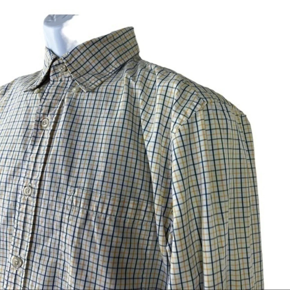 J.Crew Men Casual Shirt Buttons Down Plaid Yellow Blue Sz M